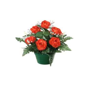 Composizione floreale artificiale con rosa cavolo, gipsofila VLADIS, vaso decorativo, arancione-crema, 25 cm, Ø 23 cm Composizione floreale artificiale con rosa cavolo, gipsofila VLADIS, vaso decorativo, arancione-crema, 25 cm, Ø 23 cm