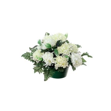 Composizione floreale artificiale con crisantemi e gypsophila YASAR, vaso decorativo, color crema, 25cm, Ø30cm Composizione floreale artificiale con crisantemi e gypsophila YASAR, vaso decorativo, color crema, 25cm, Ø30cm