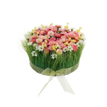 Composizione floreale artificiale con margherite e erba HAULANI, rosa-bianco, 12 cm, Ø 20 cm Composizione floreale artificiale con margherite e erba HAULANI, rosa-bianco, 12 cm, Ø 20 cm