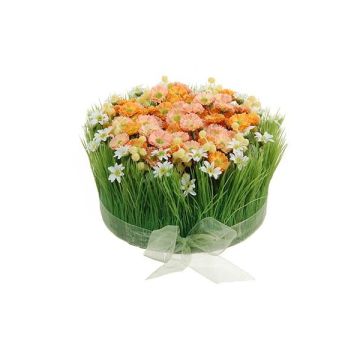 Composizione floreale artificiale con margherite ed erba HAULANI, arancione-bianco, 12 cm, Ø 20 cm Composizione floreale artificiale con margherite ed erba HAULANI, arancione-bianco, 12 cm, Ø 20 cm