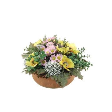 Composizione floreale artificiale con anemoni e astilbe IGNATIO su vassoio, giallo-rosa, 17 cm, Ø 28 cm Composizione floreale artificiale con anemoni e astilbe IGNATIO su vassoio, giallo-rosa, 17 cm, Ø 28 cm