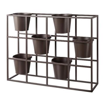 Divisorio per piante in metallo UTOPIA con 6 vasi, marrone, 65x17x52 cm Divisorio per piante in metallo UTOPIA con 6 vasi, marrone, 65x17x52 cm