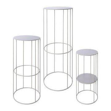 Tavolino porta fiori in metallo VAHDINA, 3 pezzi, grigio, 21x45 cm, 24x57 cm, 28x70 cm Tavolino porta fiori in metallo VAHDINA, 3 pezzi, grigio, 21x45 cm, 24x57 cm, 28x70 cm