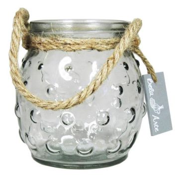 Vaso da tavolo a forma di sfera NAKIS in vetro, a pois, con cordoncino, trasparente, 12,5 cm, Ø 12 cm Vaso da tavolo a forma di sfera NAKIS in vetro, a pois, con cordoncino, trasparente, 12,5 cm, Ø 12 cm