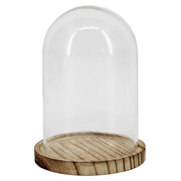 Campana in vetro DANILLA con base in legno marmorizzato, trasparente, 13 cm, Ø 9,5 cm
