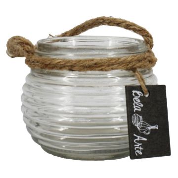 Portacandela in vetro PERBA con scanalature, manico, trasparente, 9 cm, Ø 11,5 cm Portacandela in vetro PERBA con scanalature, manico, trasparente, 9 cm, Ø 11,5 cm