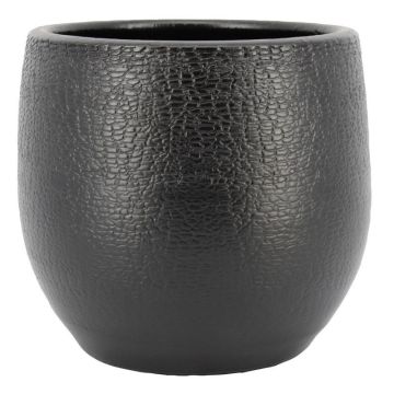 Vaso da fiori in ceramica DEIRA con venature, nero opaco, 21 cm, Ø 23 cm Vaso da fiori in ceramica DEIRA con venature, nero opaco, 21 cm, Ø 23 cm