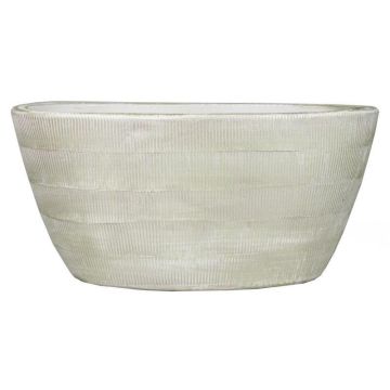 Vaso ovale in ceramica DELTA con scanalature, grigio chiaro-bianco, 30x15x14cm