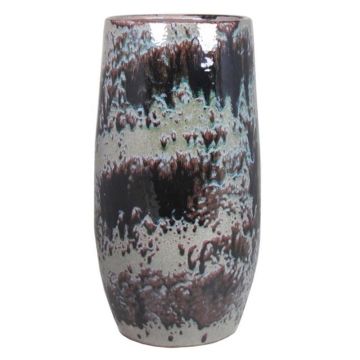 Portafiori in ceramica GIORGOS con motivo, verde-crema, 40cm, Ø21cm