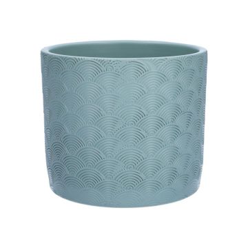 Vaso da fiori FERDINANTA con motivo, ceramica, blu chiaro opaco, 12,3 cm, Ø 13,5 cm