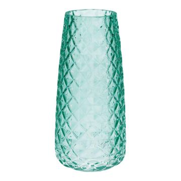 Vaso in vetro AMALFRIED con motivo a rombi, turchese, 21 cm, Ø 10 cm Vaso in vetro AMALFRIED con motivo a rombi, turchese, 21 cm, Ø 10 cm