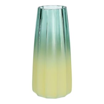 Vaso in vetro AMALFRIED con scanalature, blu-giallo, 21 cm, Ø 10 cm