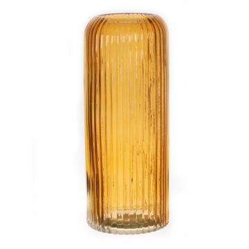 Vaso da fiori ALBURGIS con scanalature, vetro, arancione trasparente, 25 cm, Ø 10 cm Vaso da fiori ALBURGIS con scanalature, vetro, arancione trasparente, 25 cm, Ø 10 cm