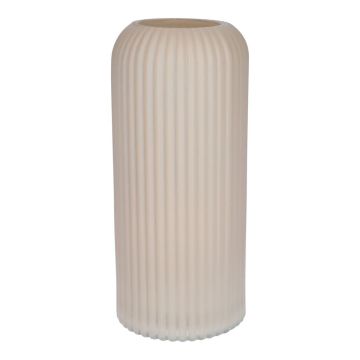 Vaso da fiori ALBURGIS con scanalature, vetro, color crema opaco, 25 cm, Ø 10 cm