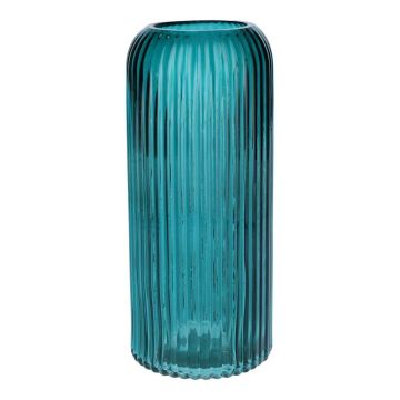Vaso da fiori ALBURGIS con scanalature, vetro, turchese trasparente, 25 cm, Ø 10 cm Vaso da fiori ALBURGIS con scanalature, vetro, turchese trasparente, 25 cm, Ø 10 cm