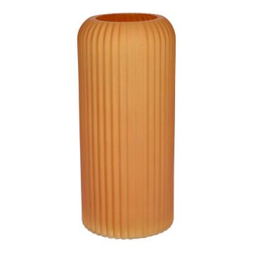 Vaso da fiori ALBURGIS con scanalature, vetro, arancione opaco, 25 cm, Ø 10 cm