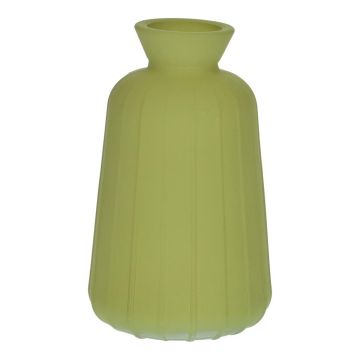 Bottiglia decorativa in vetro TATIANA con scanalature, verde oliva opaco, 11 cm, Ø 6,5 cm Bottiglia decorativa in vetro TATIANA con scanalature, verde oliva opaco, 11 cm, Ø 6,5 cm