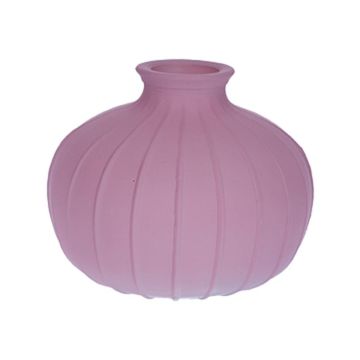Bottiglia in vetro ALFHARD con scanalature, color malva opaco, 8,5 cm, Ø 10,5 cm