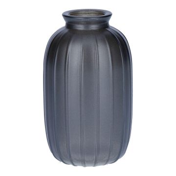 Bottiglia decorativa SILVINA in vetro, scanalata, grigio metallizzato, 12 cm, Ø 7 cm Bottiglia decorativa SILVINA in vetro, scanalata, grigio metallizzato, 12 cm, Ø 7 cm