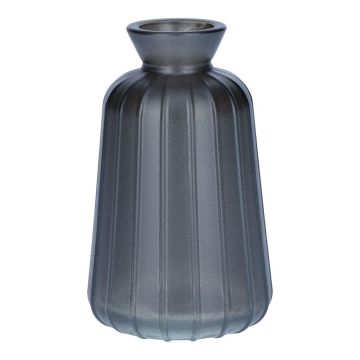 Bottiglia decorativa in vetro TATIANA con scanalature, grigio metallizzato, 11 cm, Ø 6,5 cm Bottiglia decorativa in vetro TATIANA con scanalature, grigio metallizzato, 11 cm, Ø 6,5 cm