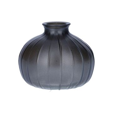 Bottiglia in vetro ALFHARD con scanalature, grigio metallizzato, 8,5 cm, Ø 10,5 cm