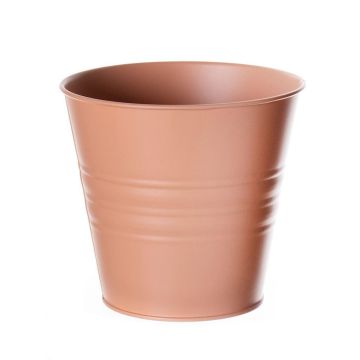 Vaso rotondo in zinco MICOLATO con scanalature, terracotta, 12cm, Ø13,5cm Vaso rotondo in zinco MICOLATO con scanalature, terracotta, 12cm, Ø13,5cm