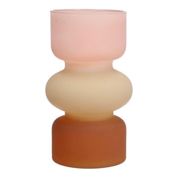 Vaso colorato NEVOLINKI, vetro, rosa-beige-marrone-opaco, 18 cm, Ø10,5 cm