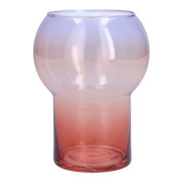 Vaso di fiori colorati ONOFRIO, vetro, viola-rosa-salmone-trasparente, 16 cm, Ø12 cm