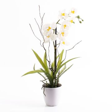 Orchidea Phalaenopsis in plastica MELINA in vaso decorativo, bianco, 65 cm Orchidea Phalaenopsis in plastica MELINA in vaso decorativo, bianco, 65 cm