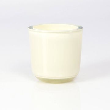 Piccolo portacandele / Bugia in vetro NICK, crema, 8cm, Ø8cm