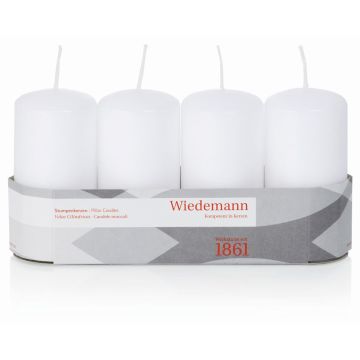 Candele dell'Avvento JENARO, 4 pezzi, bianco, 10cm, Ø5cm, 23h - Made in Germany