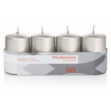 Candele dell'Avvento JENARO, 4 pezzi, argento, 8cm, Ø5cm, 18h - Made in Germany