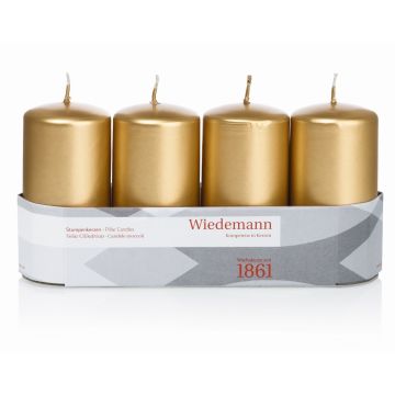 Candele dell'Avvento JENARO, 4 pezzi, oro, 10cm, Ø5cm, 23h - Made in Germany