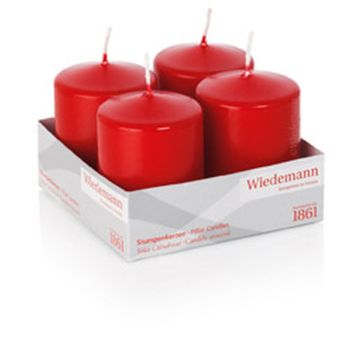 Candele dell'Avvento JENARO, 4 pezzi, rosso, 8cm, Ø6cm, 29h - Made in Germany