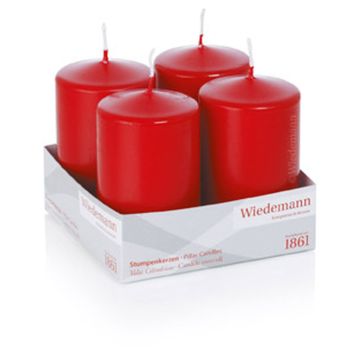 Candele dell'Avvento JENARO, 4 pezzi, rosso, 10cm, Ø6cm, 33h - Made in Germany