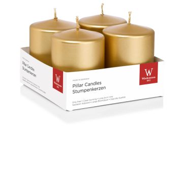 Candele dell'Avvento JENARO, 4 pezzi, oro, 8cm, Ø6cm, 29h - Made in Germany