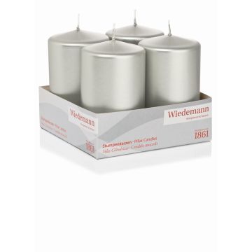 Candele dell'Avvento JENARO, 4 pezzi, argento, 10cm, Ø6cm, 33h - Made in Germany