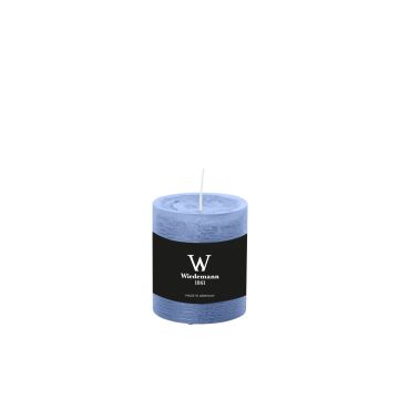 Candela a colonna AURORA, grigio-blu, 8cm, Ø6,8cm, 34h - Made in Germany