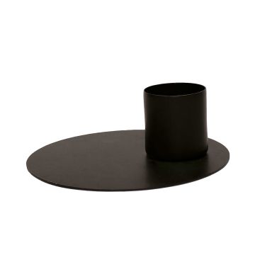 Portalumino in metallo TERENCE per candele affusolate, nero, 4,5cm, Ø12,5cm