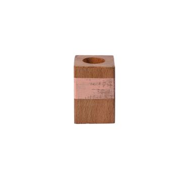 Portalumino rettangolare in legno KARLINA per candele affusolate, naturale-salmone, 4x4x6cm Portalumino rettangolare in legno KARLINA per candele affusolate, naturale-salmone, 4x4x6cm