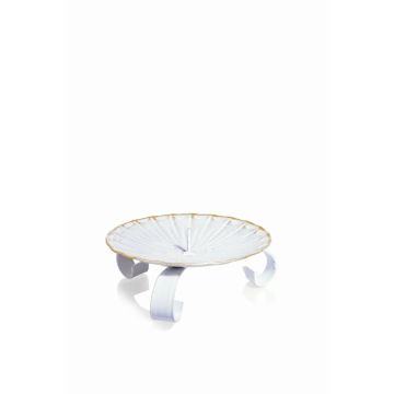 Portacandela in metallo SARDOS con punta, per candele Ø5cm, bianco-oro, Ø8cm