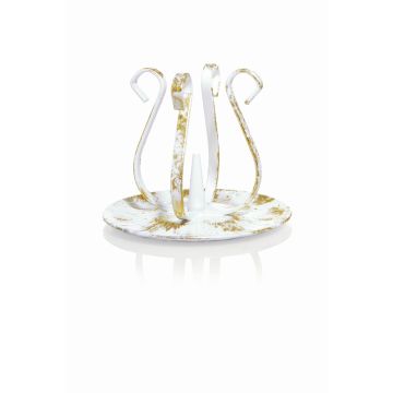 Portalumino vintage in metallo ISTREDD con spina, bianco-oro, 8,5cm, Ø10cm