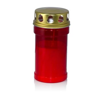 Lume da tomba AMONIA con coperchio, rosso-bianco, 14,5cm, Ø7cm, 60h
