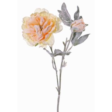 Peonia artificiale MALINE, neve, salmone-giallo, 60cm, Ø13cm