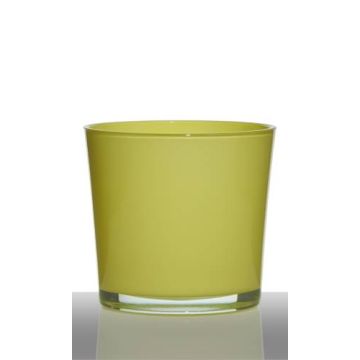 Vaso da fiori ALENA, cilindro/rotondo, giallo-verde, 16 cm, Ø17 cm