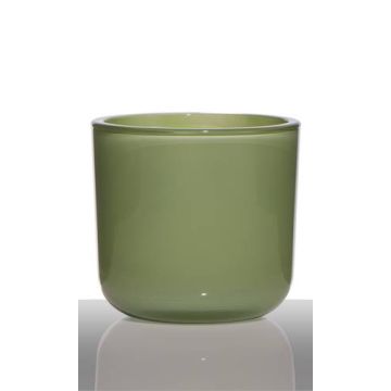 Vetro per candele NICK, cilindro/rotondo, verde erba, 13 cm, Ø14 cm