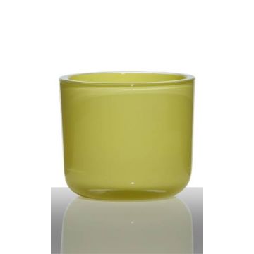 Vetro per candele NICK, cilindro/rotondo, giallo-verde, 11 cm, Ø12,5 cm