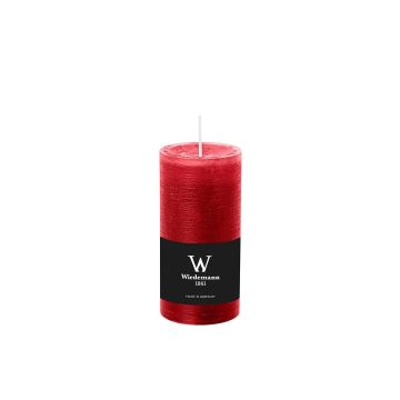 Candela a colonna / Candela di cera AURORA, rosso rubino, 12cm, Ø5,8cm, 42h - Made in Germany