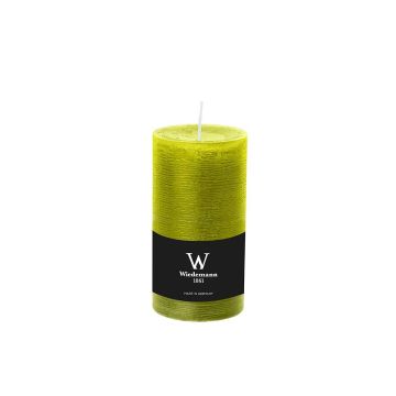 Candela a colonna / Candela di cera AURORA, verde mela, 13cm, Ø6,8cm, 54h - Made in Germany