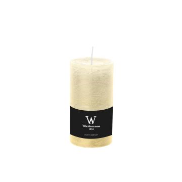 Candela a colonna / Candela di cera AURORA, crema, 13cm, Ø6,8cm, 54h - Made in Germany